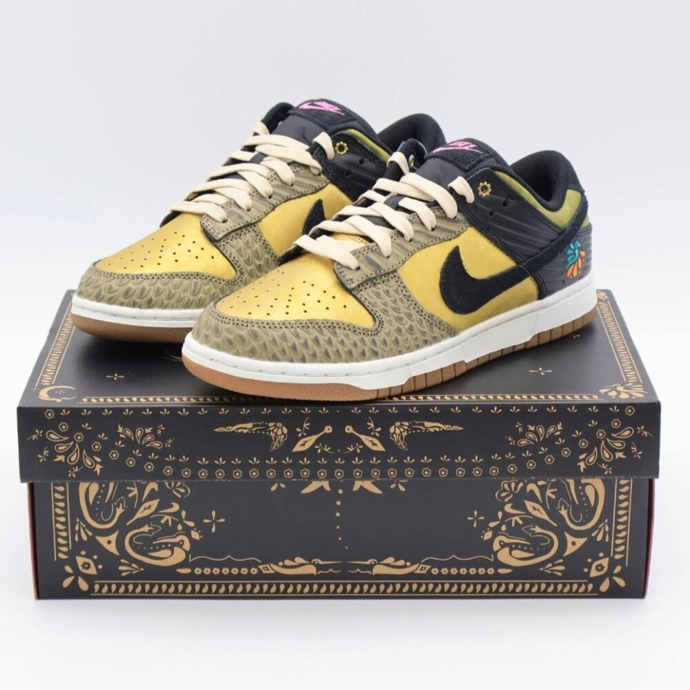 Nike dunk low Dia de Los muertos Black khaki metallic gold sail (women's) sz 8.5